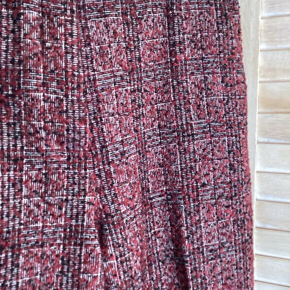 Vintage Benetton Burgundy Nubby Plaid Tweed Tapered Trousers 30 - Picture 5 of 7